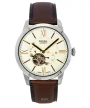 Fossil Townsman Leather Strap Open Heart Cream Dial Automatic ME3266 Men's Watch
