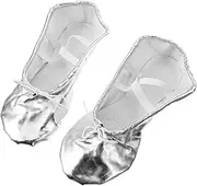 COLLBATH Ballet Practice Shoes for Boys and Girls Girls PU Leather Ballet Shoes Stretch Belt Non-slip Sole Yoga Dance Shoes Size 34