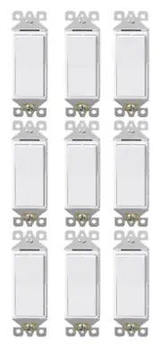 AIDA Single Pole Rocker Decora Light Switch, 15 Amp Self-grounding ( 9 pack)