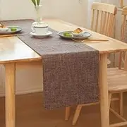 Thickened Linen Dining Table Insulation pad, Office Desk Cushion, Decorative Table Flag, Heat-Resistant Tea Flag Cloth (Brown, 210 * 30cm)