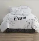 Queen Bedding Comforter Set Reversible Black/white sheets,Shams,PARIS J'ADORE