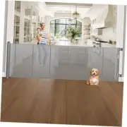 120 Inch Extra Wide Retractable Baby Gate for Large Opening, 33” Tall, Gray