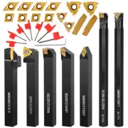 Lathe Turning Tool Kit, 7pcs 1/2'' Indexable Metal Lathe Tool Holders with 14...
