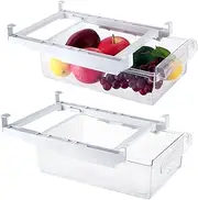 MOLIGOU 2 Pack Refrigerator Drawer Organizer, Under Shelf Drawer, Compatible with Fridge Shelves Under 0.6''