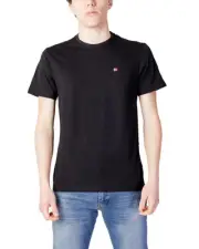 Napapijri Plain Round Neck Short Sleeve T-shirt Men Black Shirts