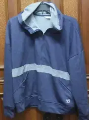 Natori Women's Chi French Terry Half-Zip Sweater Heather Night Blue MEDIUM NEW