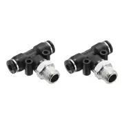 2pcs Male Branch Tee 5/32" Tube OD x 1/8" NPT Thread PT5/32-N01, Black