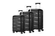 Mazam 3PCS Luggage Suitcase Trolley Set Travel TSA Lock Storage PP Case Black