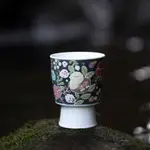山水間山花鳥手繪高足杯景德鎮手工陶瓷酒杯茶杯咖啡杯高顏值水杯