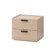 Design Square Keith Bedside Nightstand Side Table W/ 2-Drawers - Oak