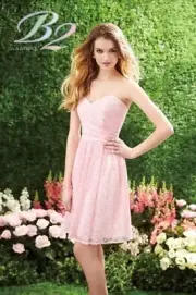 Jasmine B2 Pink Dress 10 Wedding Bridesmaid MOB Formal Short Lace B153061 NWT