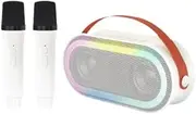 Karaoke Karaoke Speaker with Wirel Microphones Dazzling Color Light Effect for Adults & Home Par White 2 mics