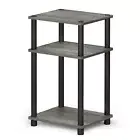 Furinno 3-Tier Turn-N-Tube End Table French Oak Grey/Black 1-Pack