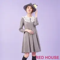 在飛比找momo購物網優惠-【RED HOUSE 蕾赫斯】法式素雅蕾絲領洋裝(灰色)