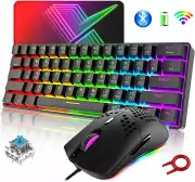 Wireless Bluetooth & Wired Mechanical Gaming Keyboard Mouse Set Rainbow Backlit