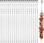 Barbecue Skewer, 30cm Stainless Steel Kabab Skewers, Reusable BBQ Metal Skewers for Grilling (20)