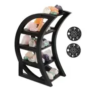 Crescent Moon Shelf Crystal Shelf Display Holder Shelves for Goth, Small Black