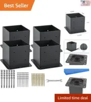 Post Base Brackets: Steel, Black Powder Coated - Support Deck, Pergola, Fence