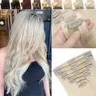 US CLEARANCE Russian Clip In Human Hair Extensions Real Remy Hair Weft Full Head