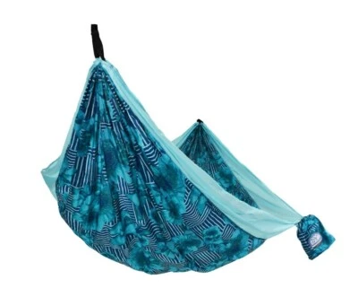 Equip Nylon 2 Person Camping Travel Hammock Blue Floral Pattern 124" x 77"