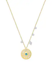 Meira T 14K Yellow Gold Diamond & Blue Topaz Disc Necklace, 18