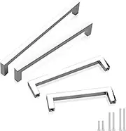GOBEKOR 30 Pack Chrome Drawer Pulls 3-3/4in(96mm) Hole Center Solid Handles for Cabinets and Dressers Square Kitchen Hardware