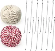 14 Pieces Poultry Lacing Kit Roasting Supplies Meat Trussing Needle and Cooking Twine Bundle Kit 7 Inch Roasting Trussing Needles Kitchen Twine for Trussing Roasting Chicken and Turkey