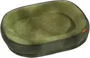 LeoLeoyy Dog Bed Medium with Luxury Fluffy Plush, Waterproof Dog Bed with Non Slip Bottom, Memory Foam Dog Bed, Washable Indestructible Dog Sofa (Army Green,60x50x12.5cm)