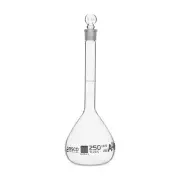 Eisco 250ml ASTM Volumetric Flask with Glass Stopper, Class A - White Markings