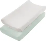 AwObEpl 2Pcs Changing Pad Cover Cotton Diaper Changing Pad with Elasticated Straps Soft Breathable Changing Pad Cover Suitable for Travelling (Style 3)