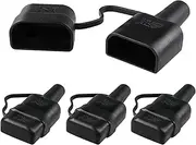 4PCS Waterproof & Dustproof 50A Anderson Plug Sheath Covers with Caps – Black PVC Sleeve for Caravans, Solar Panels, 4WD, Battery Boxes, and Outdoor Use