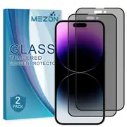 [2 Pack] Privacy Anti-Spy Full Coverage Apple iPhone 14 Pro Max (6.7") Tempered Glass Premium 9H HD Screen Protectors by MEZON (iPhone 14 Pro Max, Privacy)