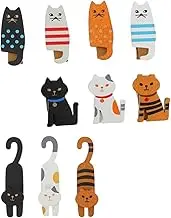 10Pcs Cat Wooden Clip Cat Bookmark Cat Outfit Novelty Mini Pegs Wire Cat Pins Cute Postcard Cute Cat Cable Tacks Cat Bag Cat Pegs Flat Cable Clips Canopy Hanging Clips Basswood