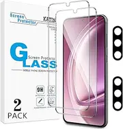 KATIN [2+2 Pack] Screen Protector for Samsung Galaxy S25 Tempered Glass with Camera Lens Protector, Support Fingerprint Unlock, Easy to Install, Bubble Free, Anti Scratch