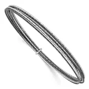 Sterling Silver Ss And Ruthenium Plated D/C 10 Layer Slip-On Bangle