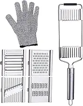 Potato Slicer Chopper | Stainless Steel Onion Potato Chip Slicer - Kitchen Vegetable Choppers with Cut-Resistant Gloves for Tomato