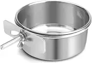Old Tjikko Pet Feeder Water,10oz 20oz 30oz Bird Hamster Small Animal Cup with Holder,Stainless Steel 20oz Cage Coop Hook Cup for Small Animal Cage Bowl (1pc-20oz Stainless Steel Bowl)