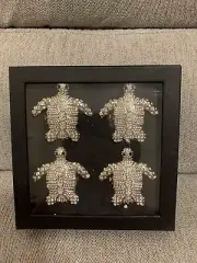 COASTAL COLLECTION Turtle Rhinestone Beaded Napkin Rings Beach Decor Set of 4
