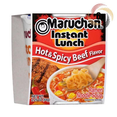 6x Cups Maruchan Instant Lunch Hot & Spicy Beef Flavor Ramen Noodles | 2.25oz