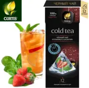 Curtis Cold Black Tea STRAWBERRY BASIL 12 Pyra RF NO GMO Russia 100% Natural ЧАЙ