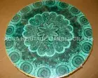 48" Round Marble Dining Table With Green Top Malachite Inlay Random Decor H4686C