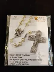 New Ghirelli Rosaries Antique Silver Cross Necklace Hand Made in Italy #WMF008