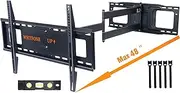 WHYFONE Extra Long Arm TV Mount,Full Motion TV Wall Mount Bracket with 48" Extension Articulating Arm,Fits 37-82" Flat/Curve TVs,Fits 24" 18" 16" Studs,Holds 100lbs,VESA 600x400mm Compatible