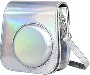 Blesiya PU Leather Symphony Instant Camera Colorful PU Leather with Removable Shoulder Strap for Fujifilm Instax Mini 11 9 Digital Storage Bag - Symphony Sliver