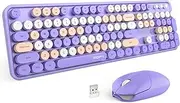 MOFII Wireless Keyboard Mouse Combo, Colorful Typewriter Full-Sized Keyboard and 2.4GHz USB Connected Mouse for Office Computer, Desktop, Laptop, PC, Windows 7/8/10 (Purple)