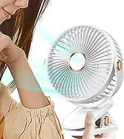 Clip Fan for Bed - Small Powerful USB Desk Fan, 5 Speeds | Low Noise 360° Rotate Small Desk Fan, Sturdy Clamp Desktop Fan for Dormitory Bedroom Stroller