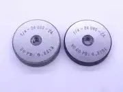 NEW 1/4 24 UNS 2A SOLID THREAD RING GAGES .25 GO NO GO P.D.'S = .2218 & .2181