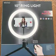 Vivitar 10" LED Ring Light + Tripod + Phone Clamp Vlog Stream Essentials VIVRL10