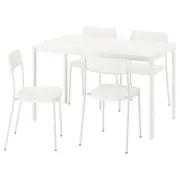 VIHALS / VIHALS table and 4 chairs, white white/white, 125x74 cm