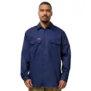 Mens Hard Yakka Long Sleeve Lightweight Drill Ventilated Shirt Navy